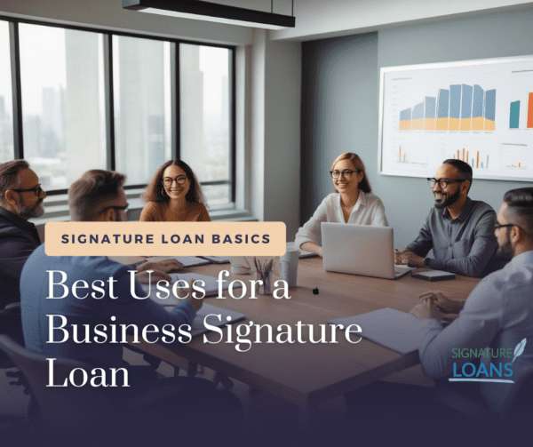 Business owners discussing the best uses for a business signature loan.